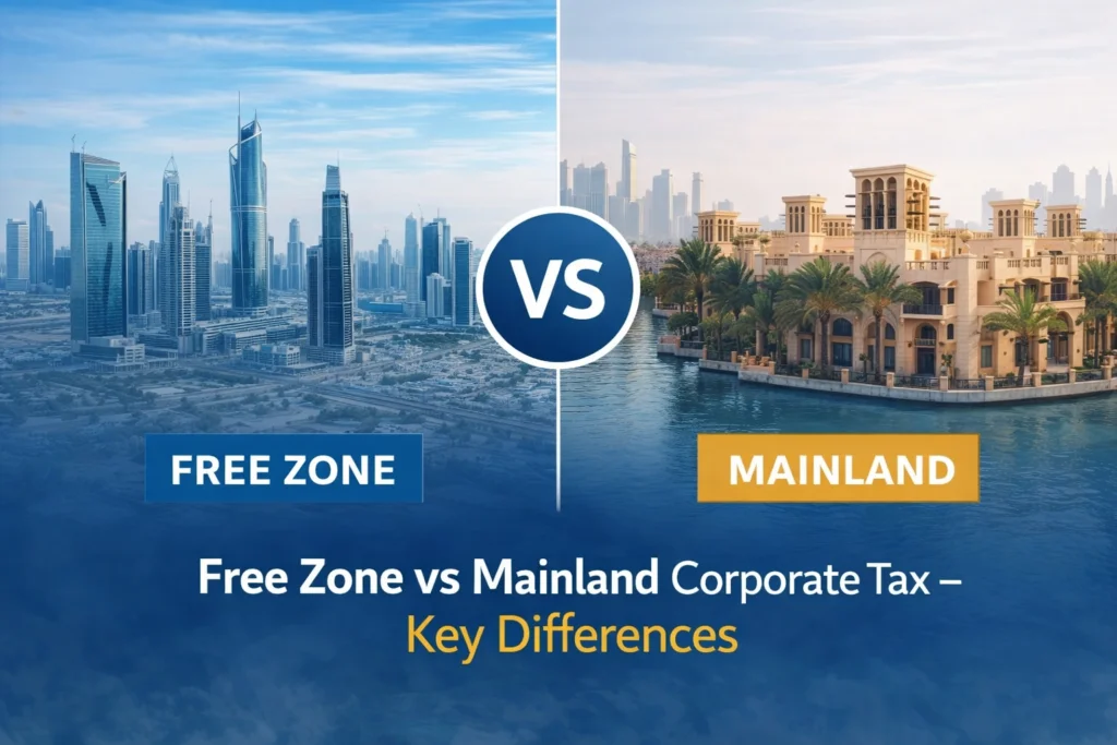 Free Zone vs Mainland Corporate Tax – Key Differences 2026 | Ghalib Consulting